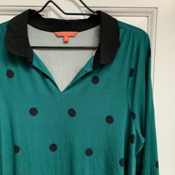 ModCloth Peter Pan Collar Green Polka - Picture 5 of 8